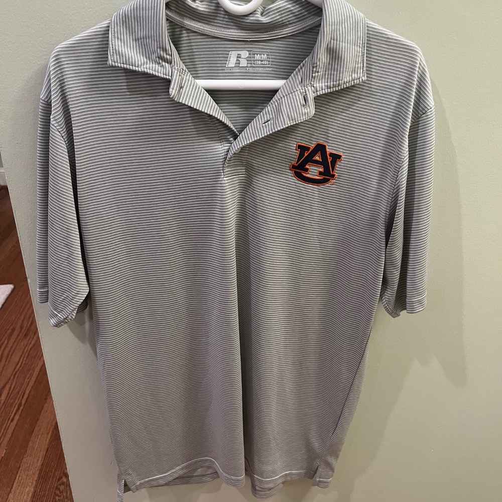 Auburn Tigers Russell Athletic Gray Striped Men's Polo Shirt